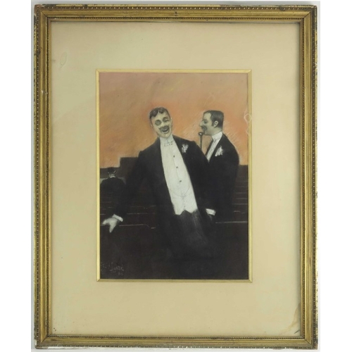 308 - Felix Janse (18th/19th century), French Waiters, pastel, signed, 53cm x 35cm, framed, provenance: Pr... 