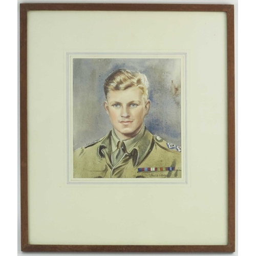 316 - Eileen Soper (1905-1990), E P Thompson, watercolour portrait, together with Major Frank Thompson, po... 