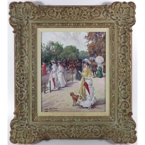 319 - J. Soper (20th century), A pair of paintings depicting Parisian Street Scenes, oil on canvas, signed... 