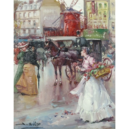 319 - J. Soper (20th century), A pair of paintings depicting Parisian Street Scenes, oil on canvas, signed... 