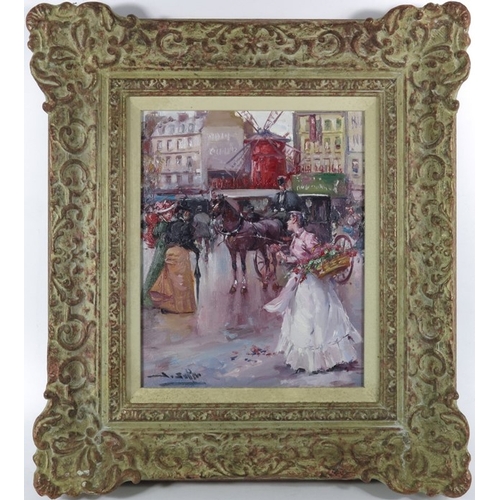 319 - J. Soper (20th century), A pair of paintings depicting Parisian Street Scenes, oil on canvas, signed... 