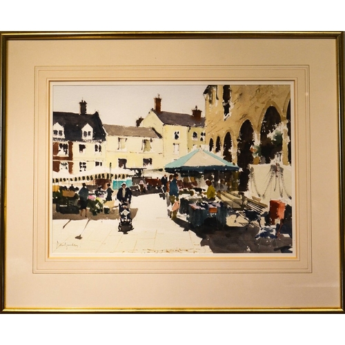 321 - John Yardley (b.1933), The Market at Ross, watercolour, signed, 34cm x 47cm, framed