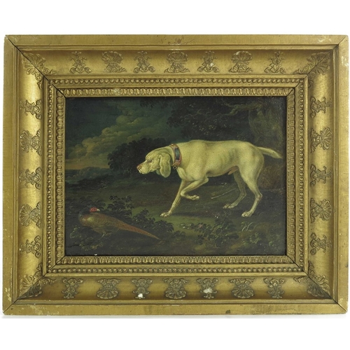 326 - Attributed to Anton Enzinger (1683-1768), Hunting Dog with Rabbit, oil on panel and its companion, H... 