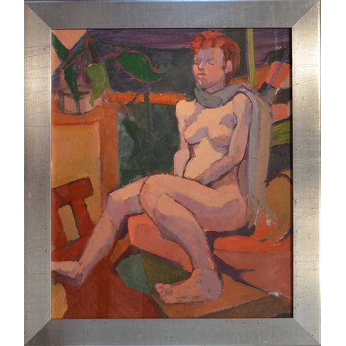 338 - Olwen Tarrant FROI (b.1927), Nude Study, oil on board, unsigned, 58cm x 48cm, framed