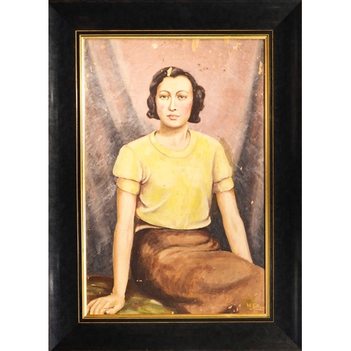 339 - William Stanley Moore (1914-1997), Portrait of a Young Woman, oil on board, signed, 73cm x 48cm, fra... 