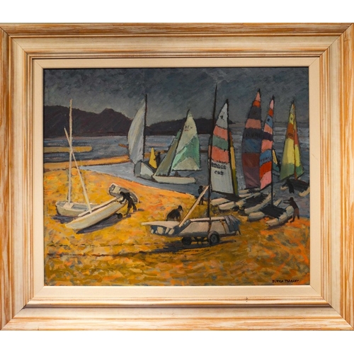 342 - Olwen Tarrant FROI (b.1927), Sail Away, oil on canvas, signed, 60cm x72cm, framed