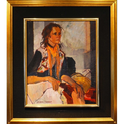 347 - Olwen Tarrant FROI (b.1927), Portrait of a Young Woman, oil on board, signed, 60cm x 50cm, framed