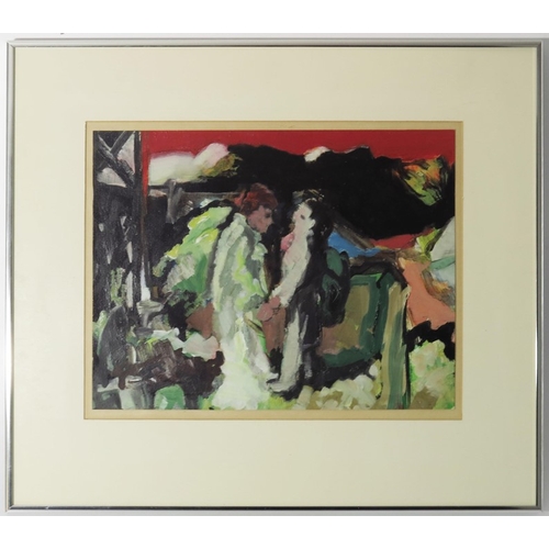 350 - Andrew Smith (b.1936), Departure, oil on card, inscribed verso, 1993, 27cm x 35cm, framed