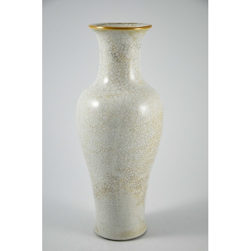 384 - A Chinese craquelure vase, shouldered form with flared neck, white ground, 31cm high