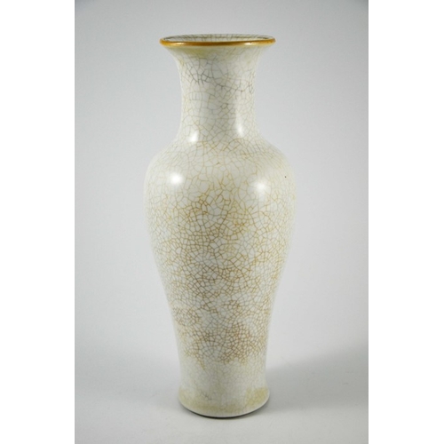 384 - A Chinese craquelure vase, shouldered form with flared neck, white ground, 31cm high