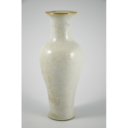 384 - A Chinese craquelure vase, shouldered form with flared neck, white ground, 31cm high