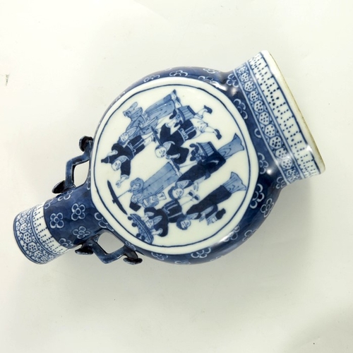 420 - Chinese blue and white ceramics including Kangxi style moonfllask vase, charger and dishes, various ... 