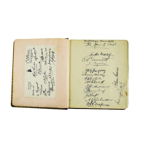 556 - A cricket inter-war autograph book, including the signatures of Durham County and Australia team fro... 