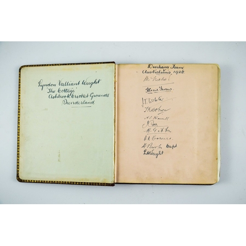 556 - A cricket inter-war autograph book, including the signatures of Durham County and Australia team fro... 