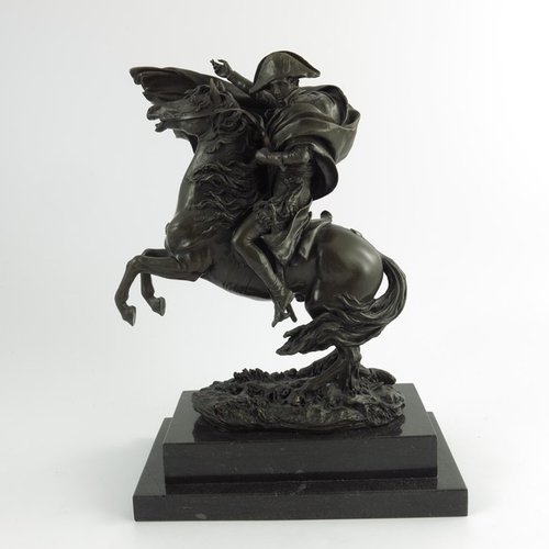 565 - Pierre Claude, a bronze figure, Napoleon on Horseback, on marble plinth, signed in the cast, foundry... 