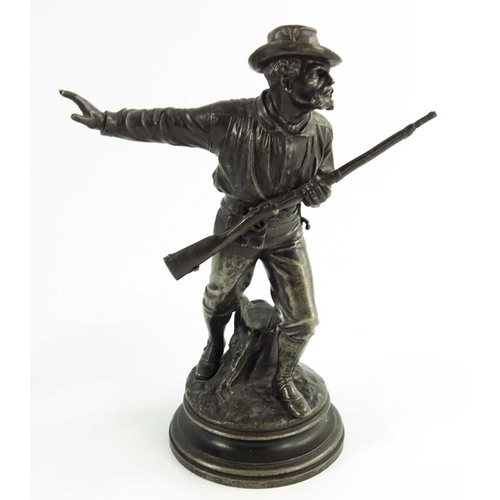 567 - Emile Guillemin, a pair of 19th century French bronze figures, dated 1871, modelled as pioneers, hol... 