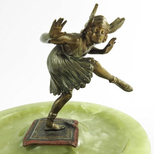 568 - Franz Bergmann, an Austrian cold painted bronze figural dish, modelled as a dancing woman on carpet,... 