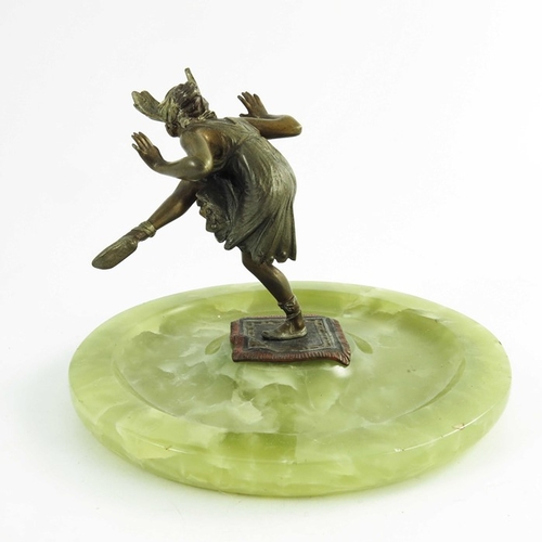 568 - Franz Bergmann, an Austrian cold painted bronze figural dish, modelled as a dancing woman on carpet,... 