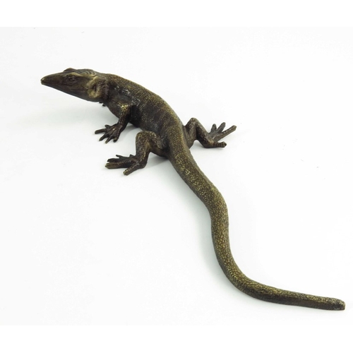 573 - Max Le Verrier, a bronze sculpture of a lizard, circa 1925, signed Le Verrier, 25cm long.