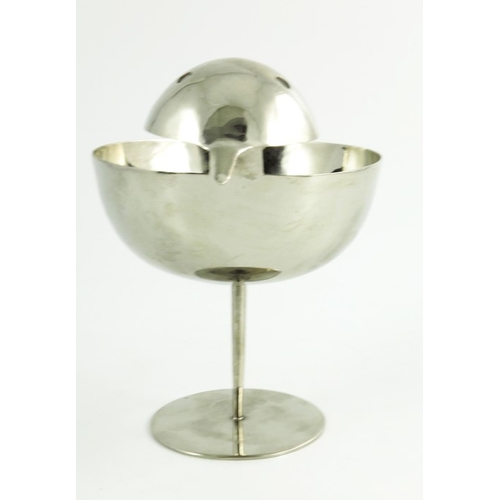 578 - Karl Hagenauer, an Austrian nickel plated bird bowl, after 1927, pedestal form, stamped marks, 17cm ... 