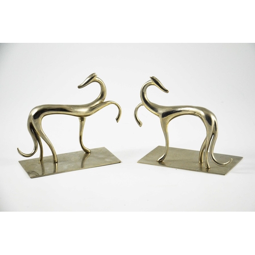 579 - Karl Hagenauer, a pair of Austrian nickel plated bookends, after 1927, modelled in the form of dogsh... 