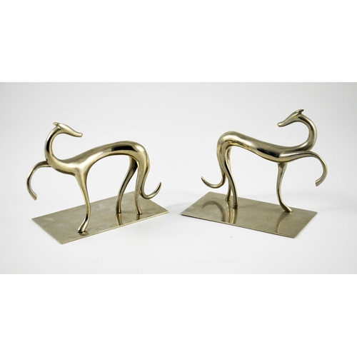 579 - Karl Hagenauer, a pair of Austrian nickel plated bookends, after 1927, modelled in the form of dogsh... 