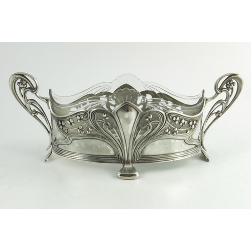 603 - WMF, a Jugendstil silver plated and glass centrepiece bowl, model 352, relief moulded and pierced wi... 