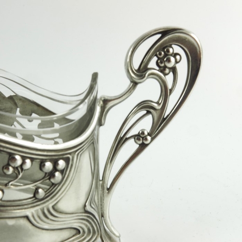 603 - WMF, a Jugendstil silver plated and glass centrepiece bowl, model 352, relief moulded and pierced wi... 