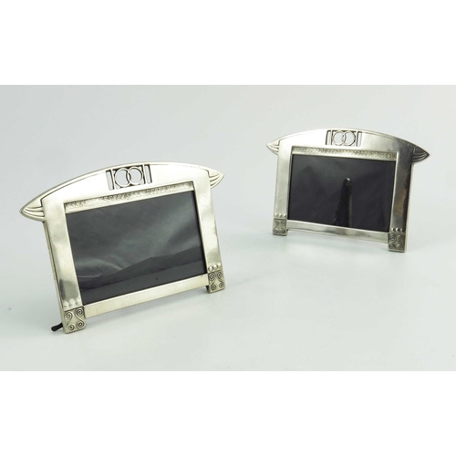 604 - WMF, a pair of Jugendstil silver plated photo frames, rectangular landscape form, the lozenge top pi... 