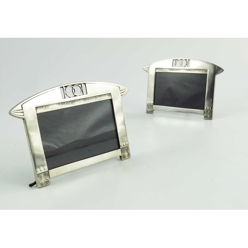 604 - WMF, a pair of Jugendstil silver plated photo frames, rectangular landscape form, the lozenge top pi... 