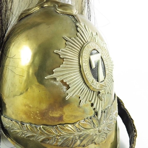 631 - 7th (Princess Royals) Dragoon Guards Other Ranks helmet, 1871 pattern, brass shell with starburst b... 