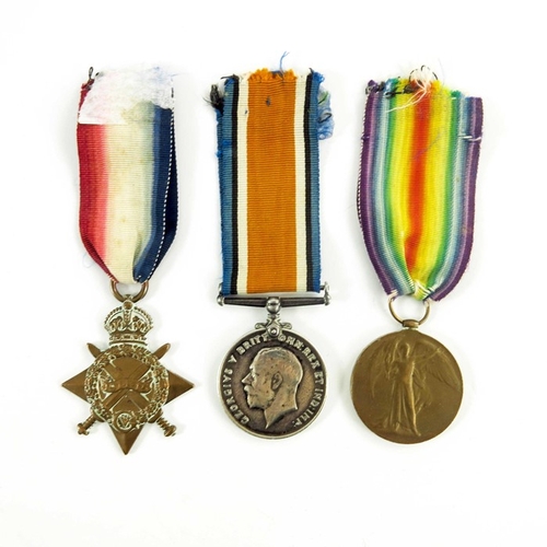 651 - World War One Medal group, 1914-15 Star, British War Medal and Victory Medal, awarded to J.96 D.T. B... 