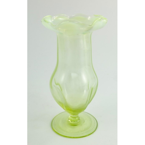 663 - Two Victorian glass straw opal vases, including an Arts and Crafts dimpled vase, possibly John Walsh... 