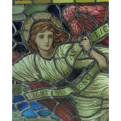 677 - Henry Holiday for James Powell and Sons,  Angel of Light, Pre-Raphaelite stained glass panel, circa ... 