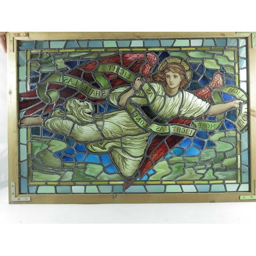 677 - Henry Holiday for James Powell and Sons,  Angel of Light, Pre-Raphaelite stained glass panel, circa ... 