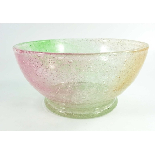 687 - Stevens and Williams, an Art Deco rainbow bubble glass bowl, circa 1937, rounded footed form with ca... 