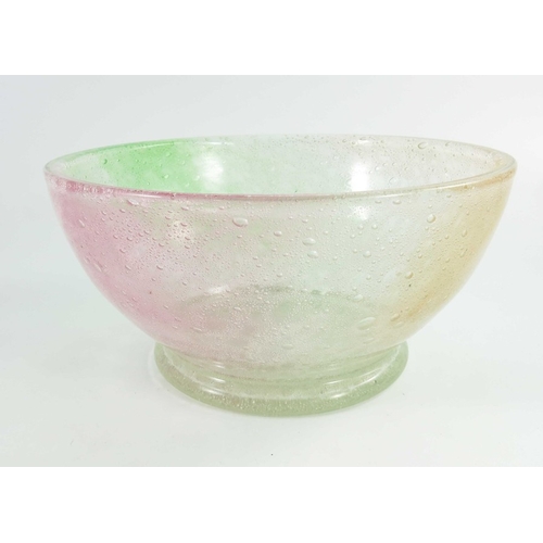 687 - Stevens and Williams, an Art Deco rainbow bubble glass bowl, circa 1937, rounded footed form with ca... 