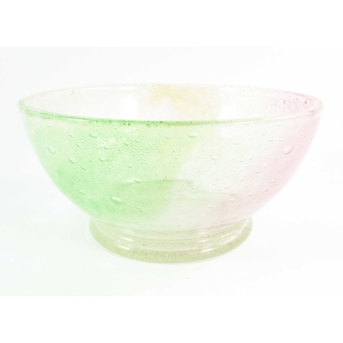 687 - Stevens and Williams, an Art Deco rainbow bubble glass bowl, circa 1937, rounded footed form with ca... 