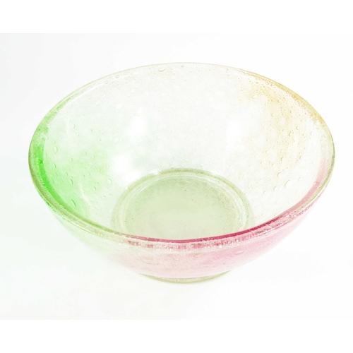 687 - Stevens and Williams, an Art Deco rainbow bubble glass bowl, circa 1937, rounded footed form with ca... 