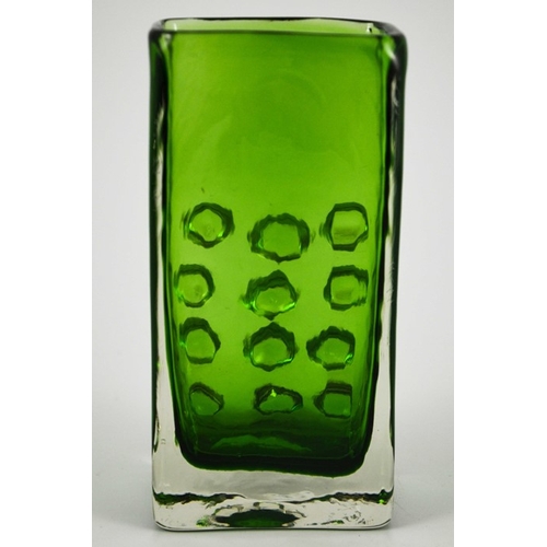 691 - Geoffrey Baxter for Whitefriars, a Meadow Green Mobile Phone glass vase, model 9670, circa 1967, tex... 