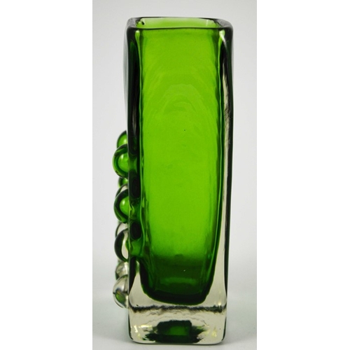 691 - Geoffrey Baxter for Whitefriars, a Meadow Green Mobile Phone glass vase, model 9670, circa 1967, tex... 