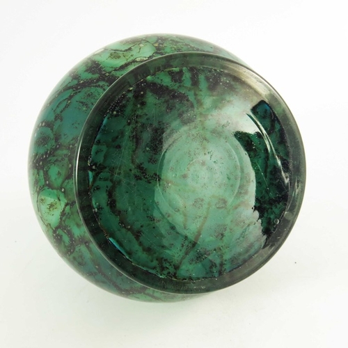 699 - WMF, an Ikora glass lamp base, footed spherical form, marbled green black, with chrome fitting,16.5c... 