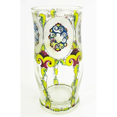 700 - Haida, a Bohemian Secessionist enamelled glass vase, circa 1905, ogee cylindrical form, decorated wi... 