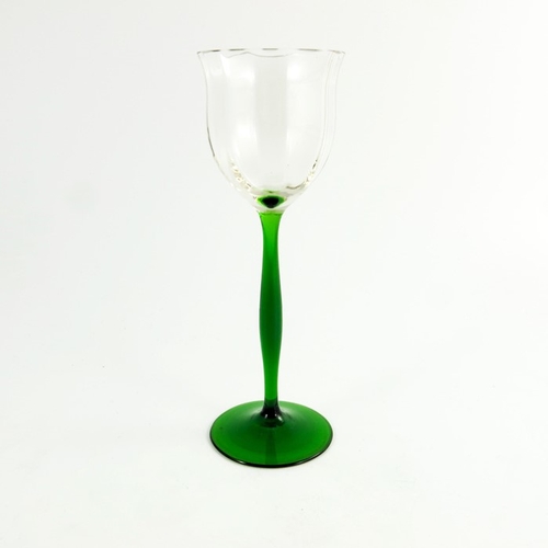 703 - Theresienthal, a Bohemian Secessionist wine glass, circa 1900, the optic moulded vertically ribbed o... 