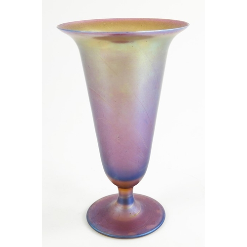 709 - WMF, a Myra iridescent glass vase, circa 1920, footed trumpet form, 13.5cm high