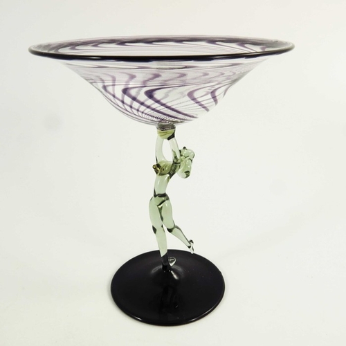 713 - Fritz Lampl for Bimini Werkstatte, an Austrian Art Deco figural glass pedestal bowl or tazza, circa ... 