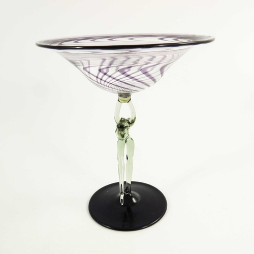 713 - Fritz Lampl for Bimini Werkstatte, an Austrian Art Deco figural glass pedestal bowl or tazza, circa ... 