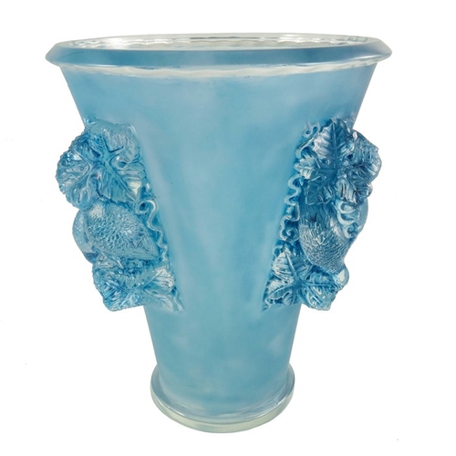 721 - Rene Lalique, a St Emillion glass vase, model 10-939, designed circa 1942, blue stained, acid etched... 