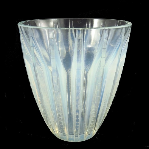 730 - Rene Lalique, a Beautrellis glass vase, model 989, designed circa 1927, opalescent, moulded and etch... 