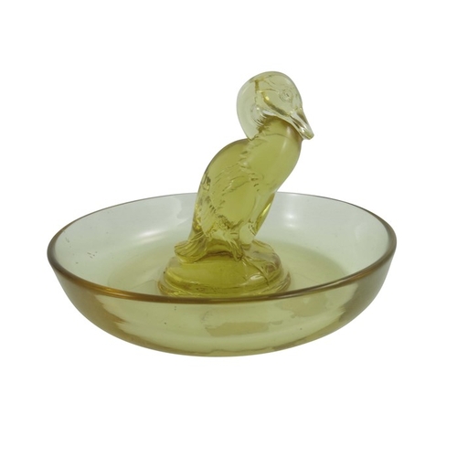 735 - Rene Lalique, a Canard glass pin dish or cendrier, model 283, designed circa 1925, yellow amber, inc... 